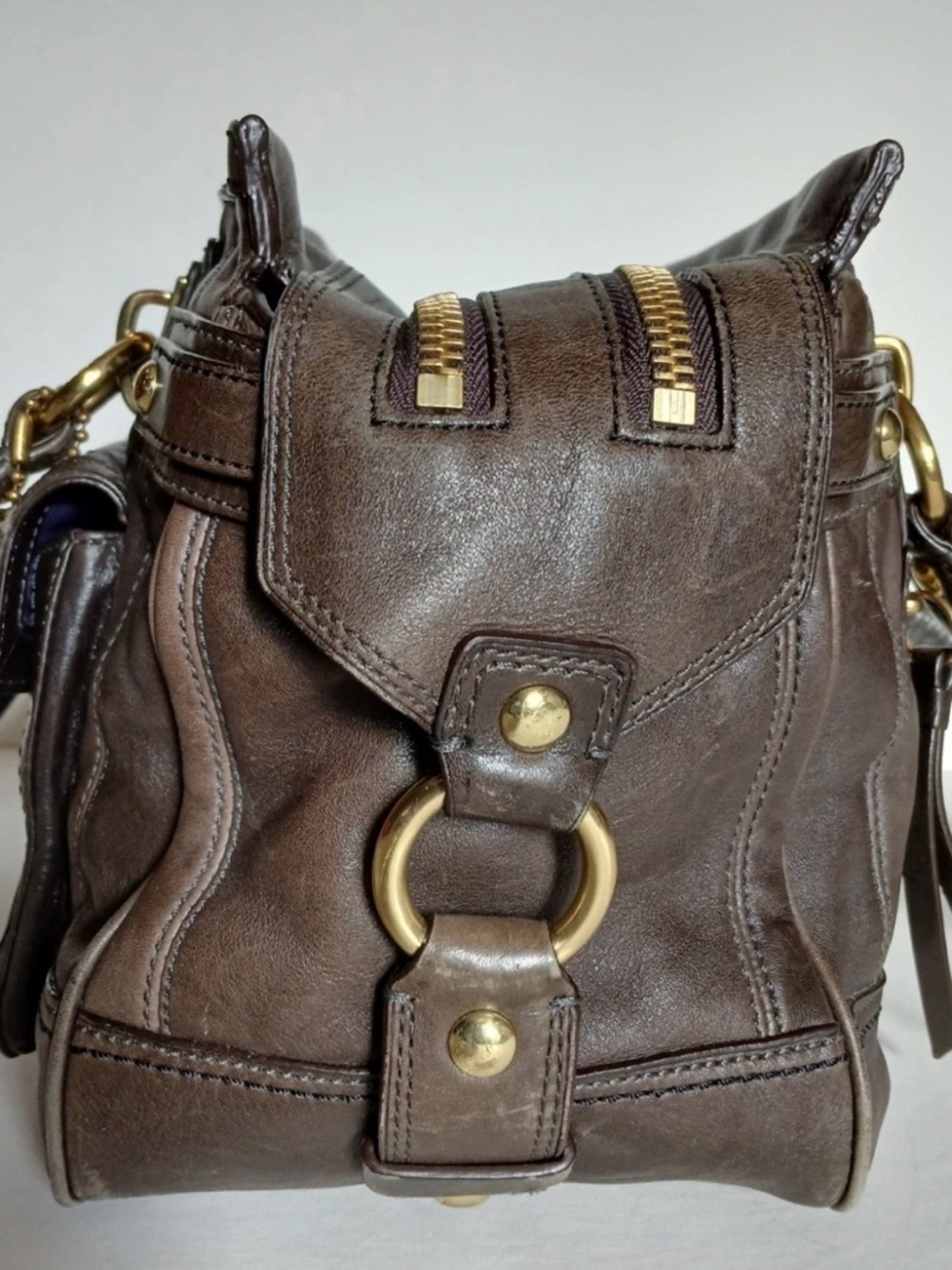 Coach Set Vintage Lindsey Hampton satchel and clutch in brown mahogany ! - Picture 5 of 11